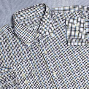 Peter Millar White Multicolor Plaid Button Down Pocket Shirt Men's Size Large‎
